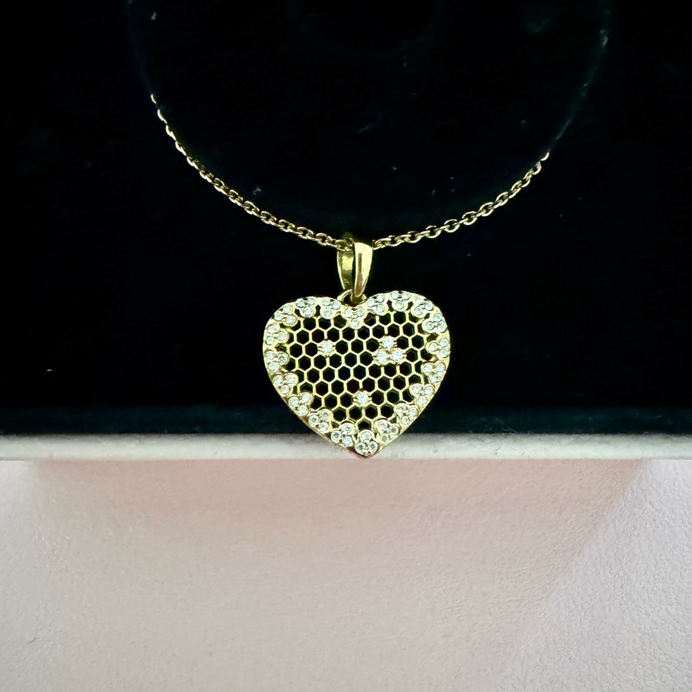 Authentic Gold Pandora Honeycomb Heart Pendant